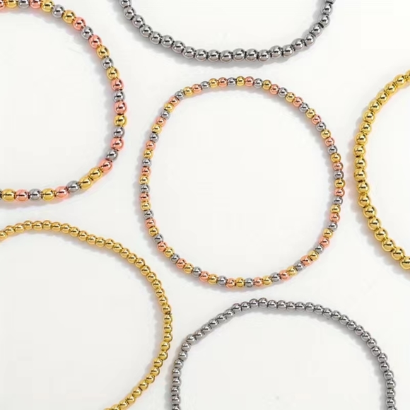 2 Pcs Set Stainless steel Round Beads Bracelet - Picture 3 of 3
